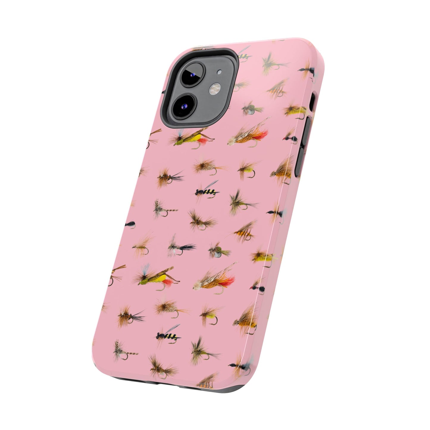 Dry Fly Fishing Lures in Pink Tough Phone Case for iPhone and Samsung Smartphones