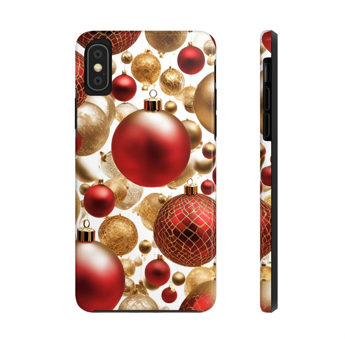 Red and Gold Christmas Ornaments - Tough Phone Case for iPhone and Samsung Smartphones