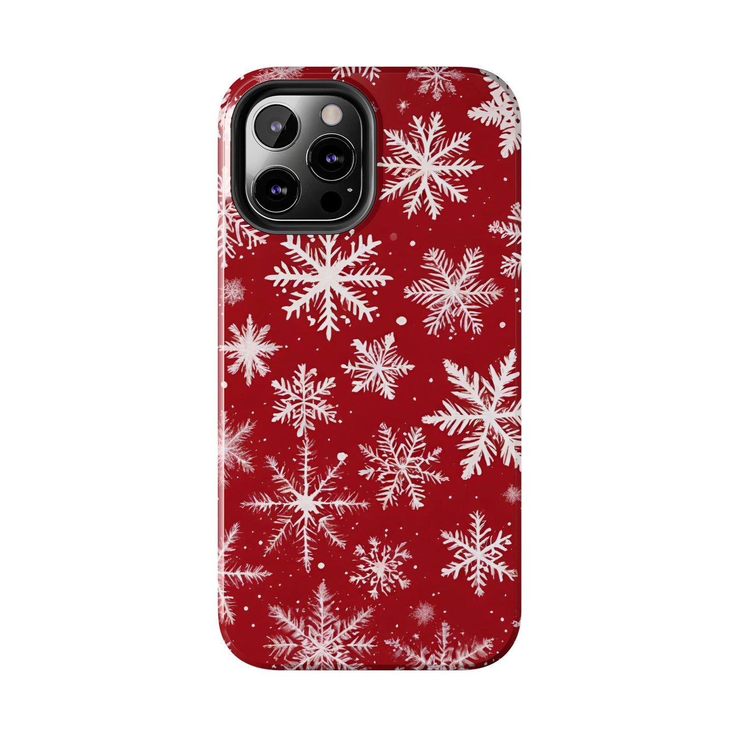 Snowflakes on Red - Tough Phone Case for iPhone and Samsung Phone Cases