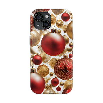 Red and Gold Christmas Ornaments - Tough Phone Case for iPhone and Samsung Smartphones