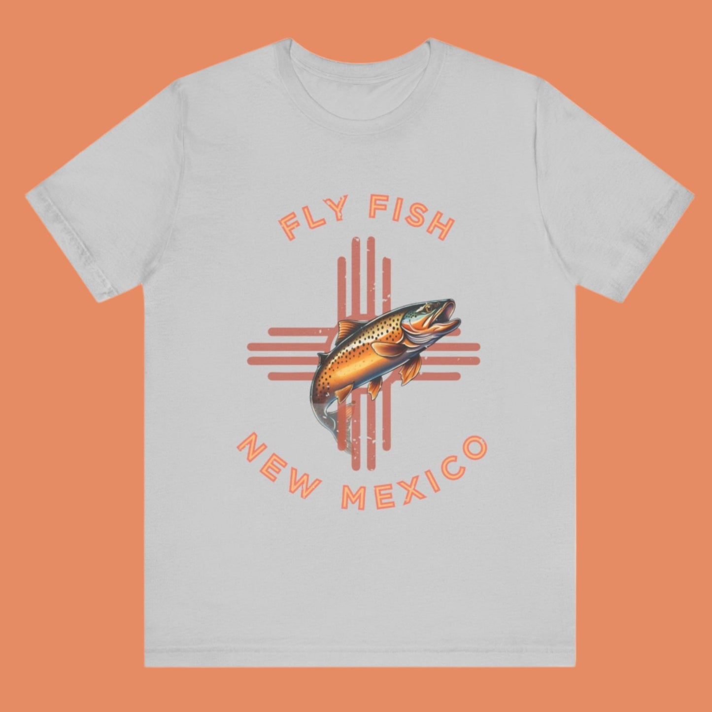 Fly Fishing New Mexico Distressed T - Shirt for Men and Women - Orange Zia -Women's