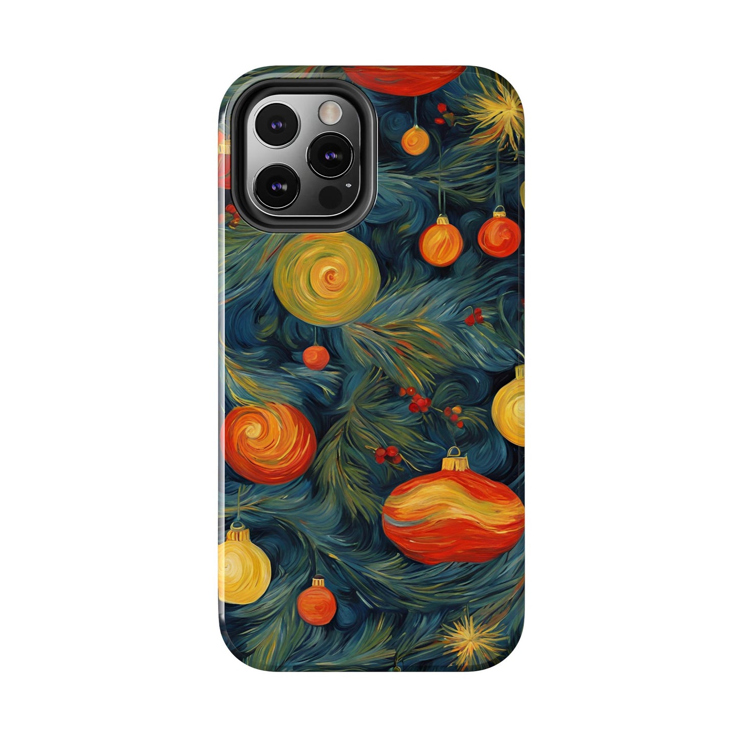 Christmas Tree and Ornaments Whimsical Art- Tough Phone Case for iPhones and Samsung Smartphones