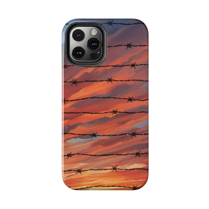 Barbed Wire at Sunset Tough Phone Case for iPhone and Samsung Smartphones