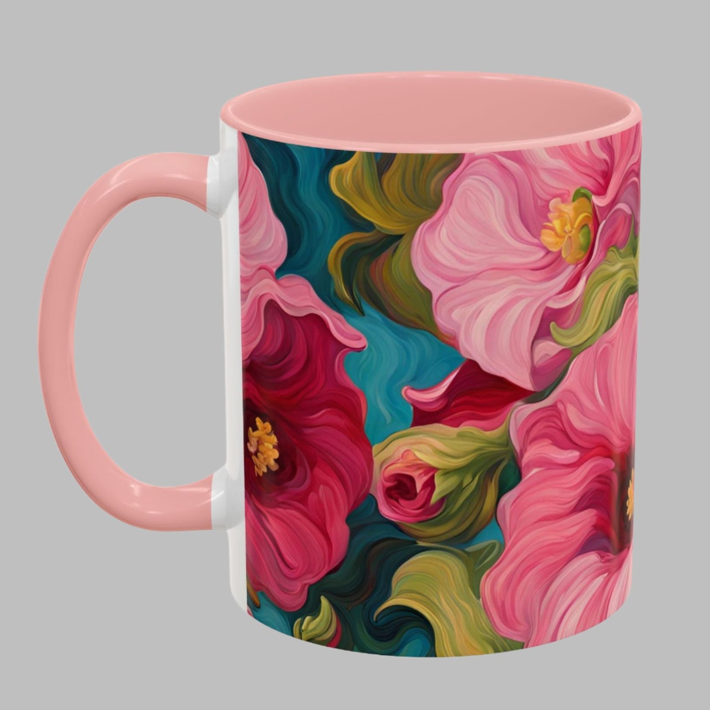 Coffee Tea Mug Holly Hocks Artful Floral Series Accent Coffee Mug (11, 15oz)