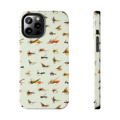 Dry Fly Fishing Lures in Cream  Tough Phone Case for iPhone and Samsung Smartphones