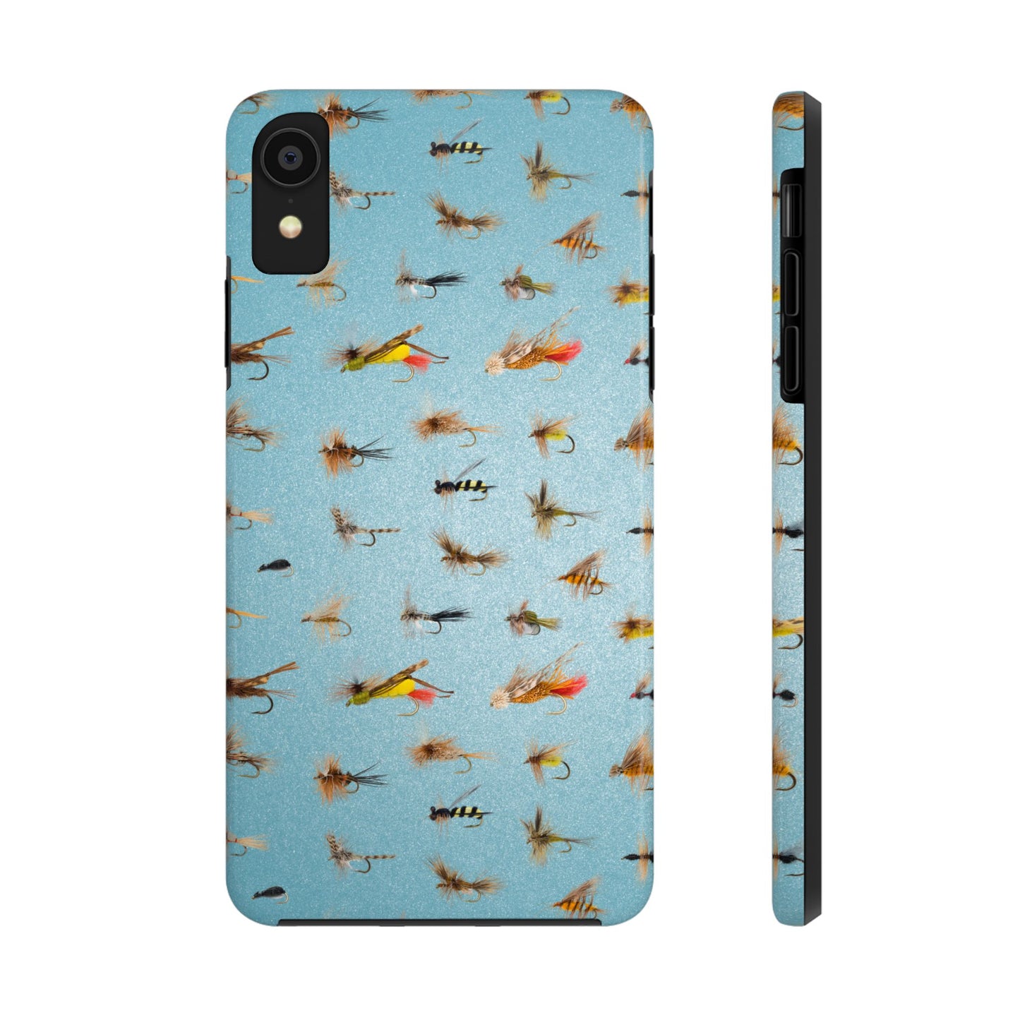 Dry Fly Fishing Lures in Light Blue Tough Phone Case for iPhone and Samsung Smartphones