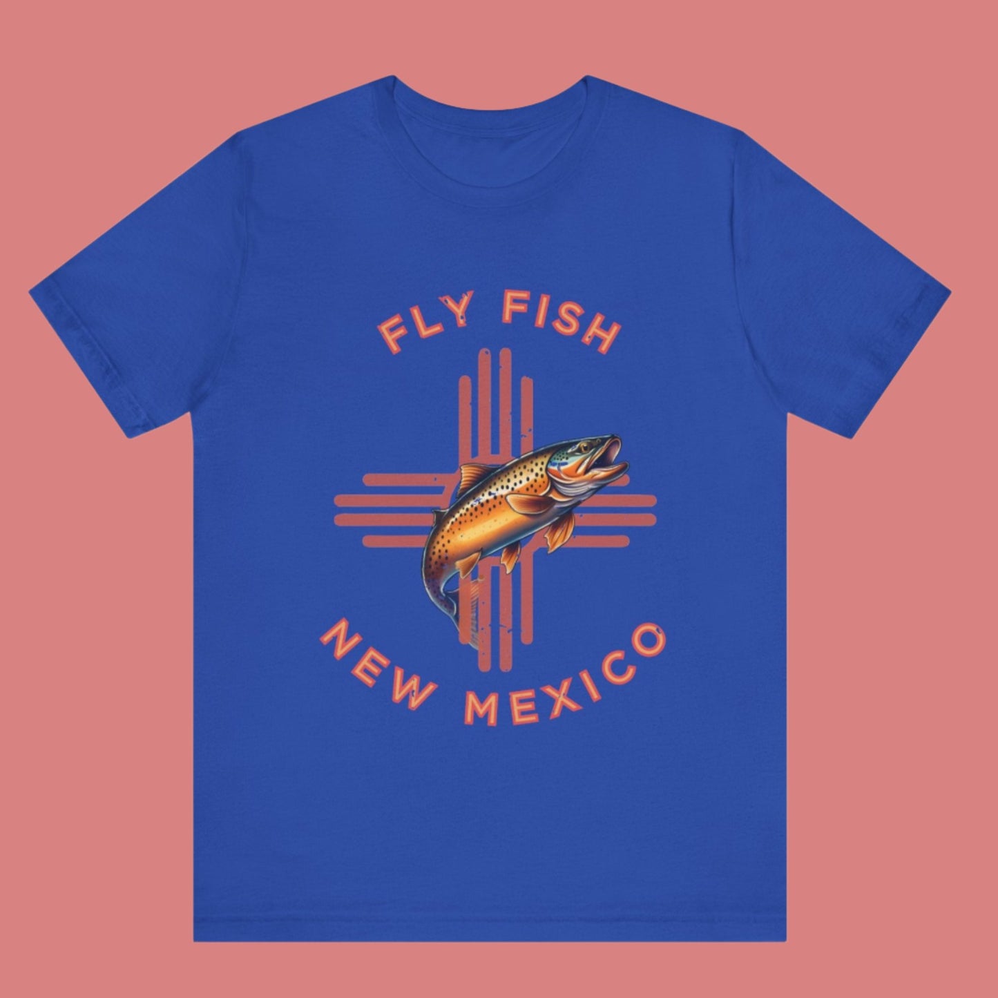 Fly Fishing New Mexico Distressed T - Shirt for Men and Women - Orange Zia -Women's