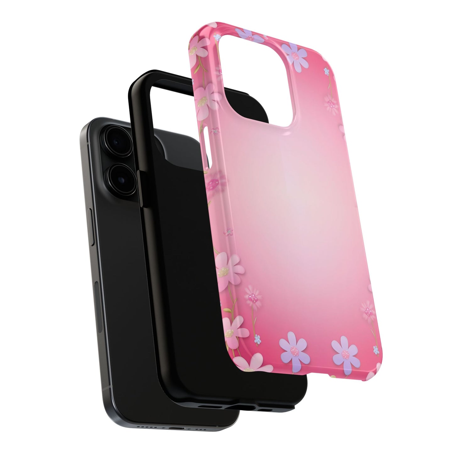 Phone Case - Flowers on Pink Ombre Design