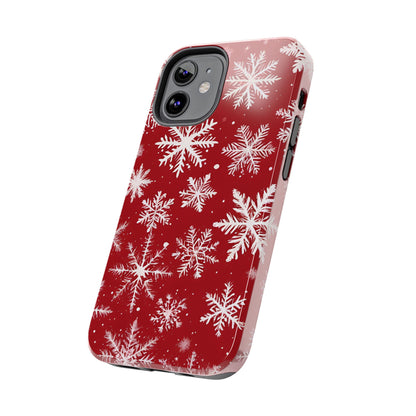 Snowflakes on Red - Tough Phone Case for iPhone and Samsung Phone Cases