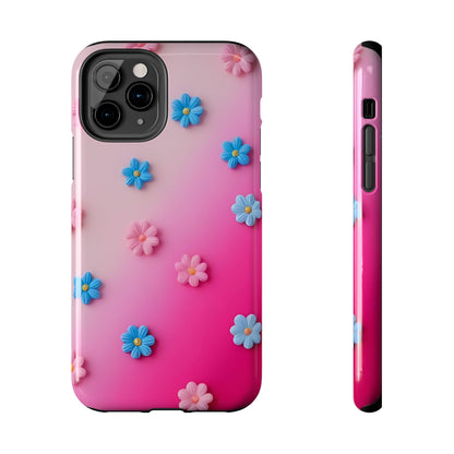 Phone Case - 3D Flowers on Pink Ombre Design
