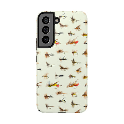 Dry Fly Fishing Lures in Cream  Tough Phone Case for iPhone and Samsung Smartphones