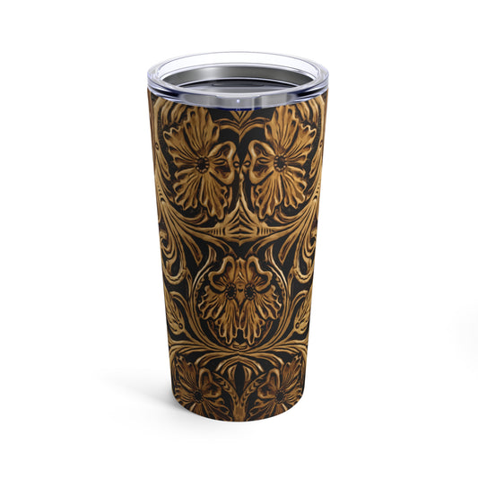 Tumbler 20oz - Brown Leather Look Deer Design