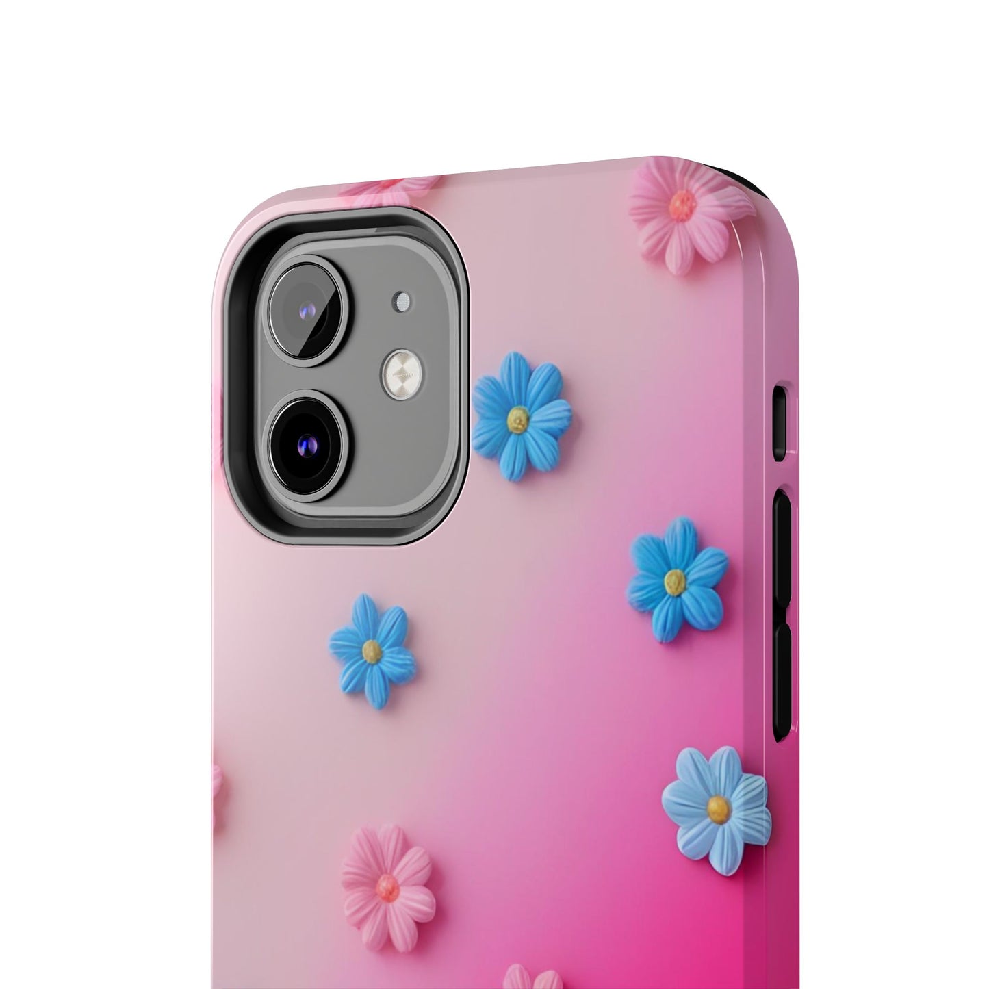 Phone Case - 3D Flowers on Pink Ombre Design