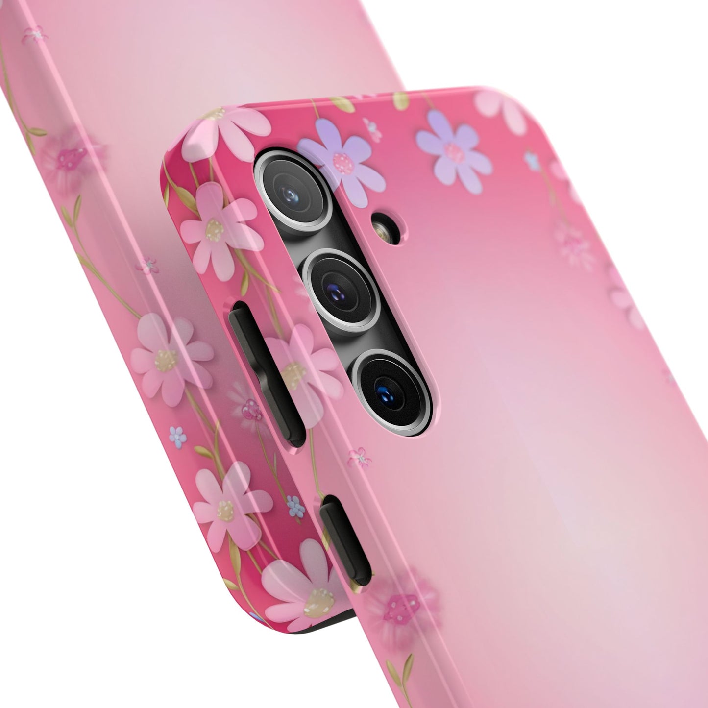 Phone Case - Flowers on Pink Ombre Design