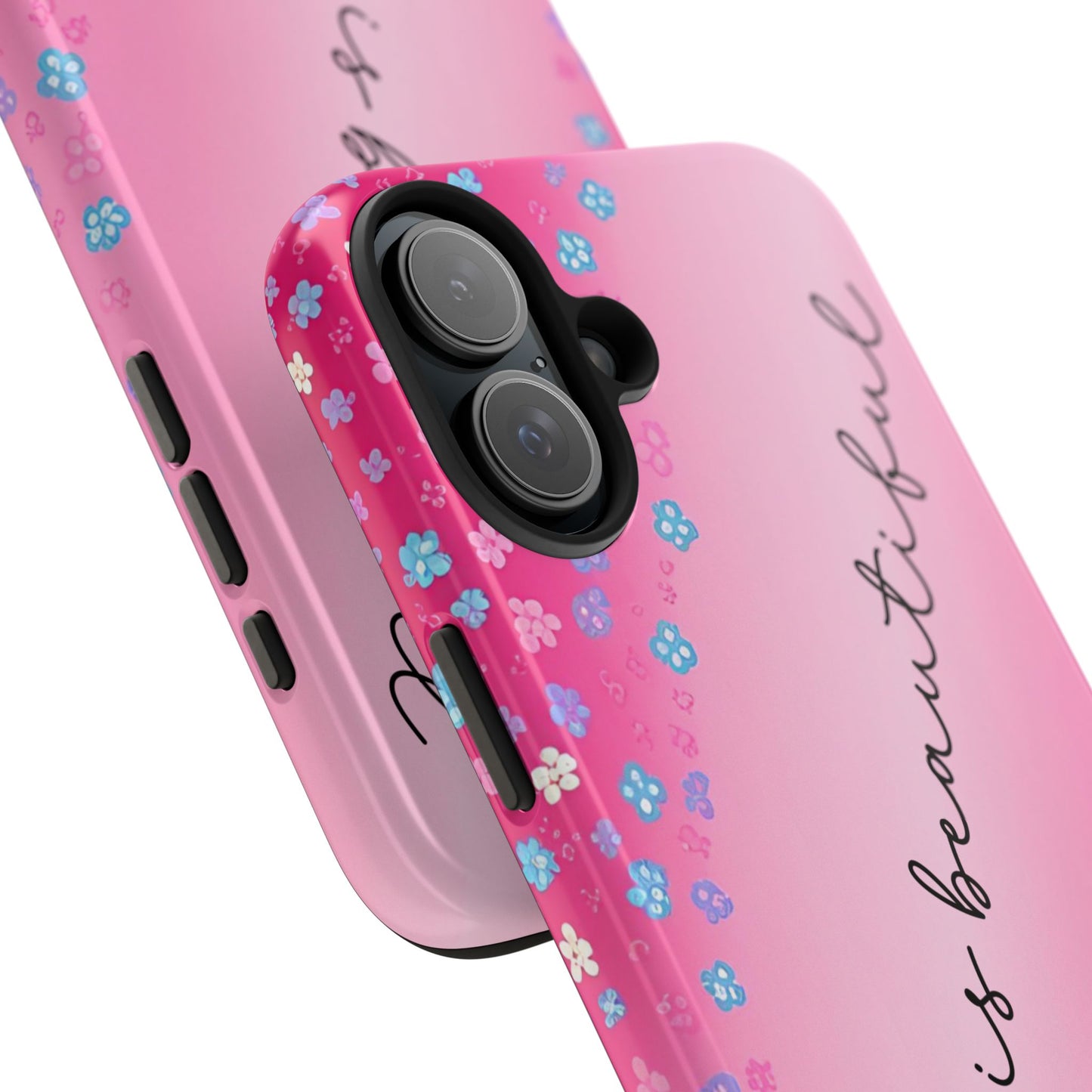 Phone Case Tough Floral Life is Beautiful Pink Ombre