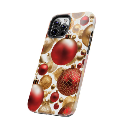 Red and Gold Christmas Ornaments - Tough Phone Case for iPhone and Samsung Smartphones