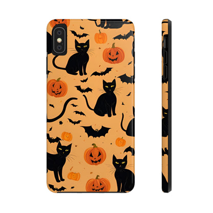 Halloween Black Cats and Pumpkins - Tough Phone Case for iPhones and Samsung Smartphones