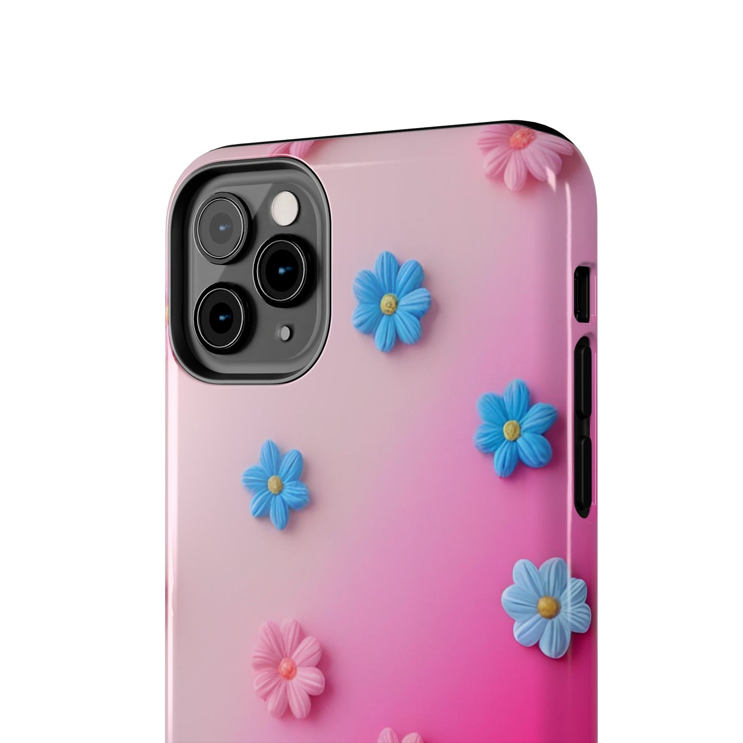 Phone Case - 3D Flowers on Pink Ombre Design