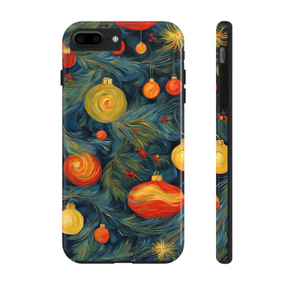 Christmas Tree and Ornaments Whimsical Art- Tough Phone Case for iPhones and Samsung Smartphones