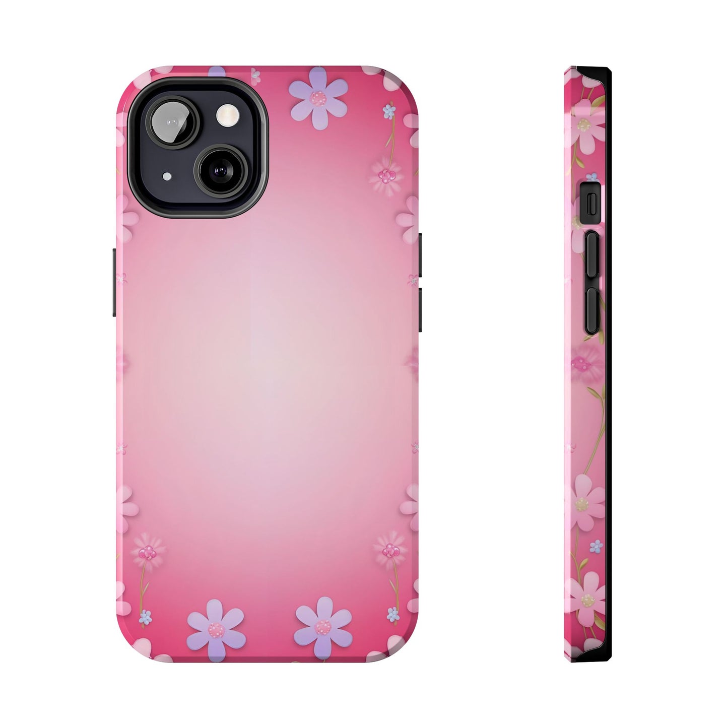 Phone Case - Flowers on Pink Ombre Design