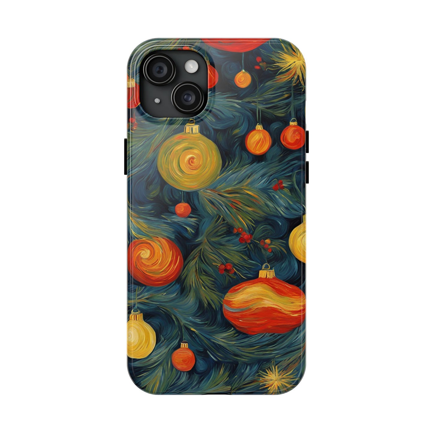 Christmas Tree and Ornaments Whimsical Art- Tough Phone Case for iPhones and Samsung Smartphones