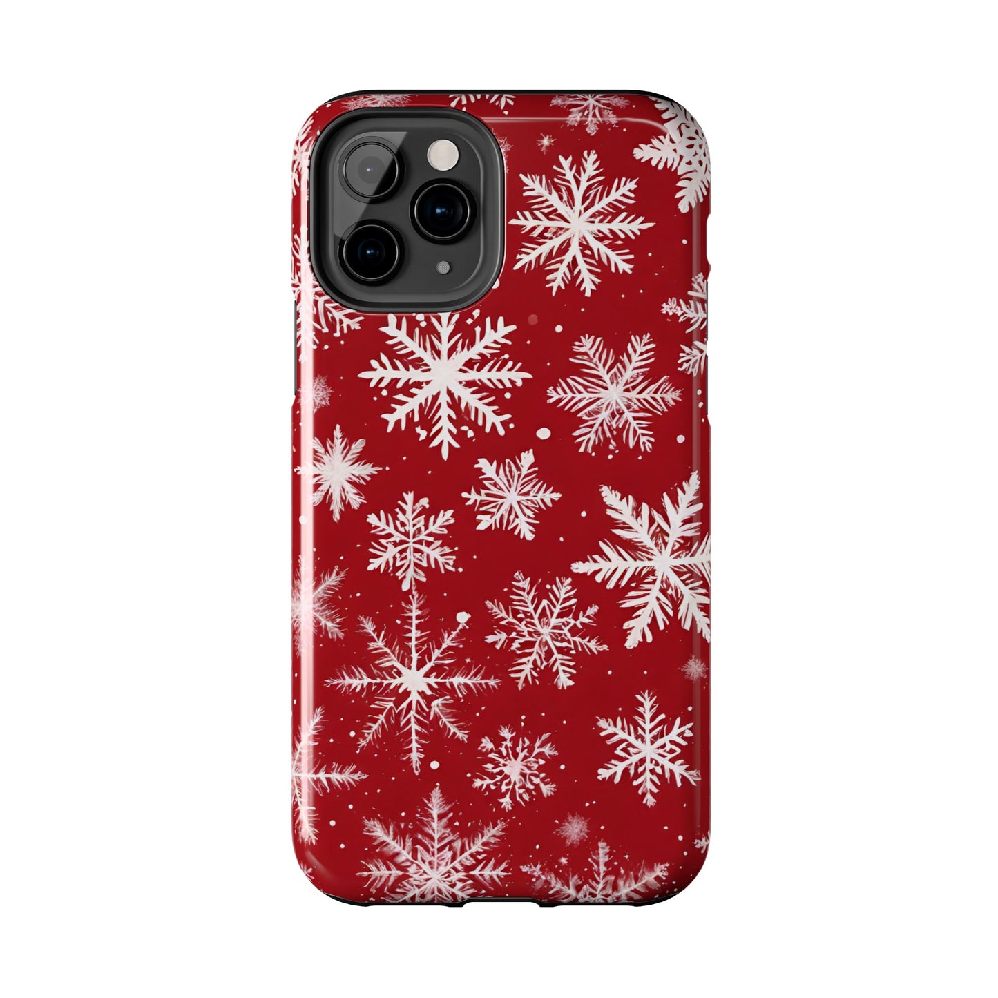 Snowflakes on Red - Tough Phone Case for iPhone and Samsung Phone Cases