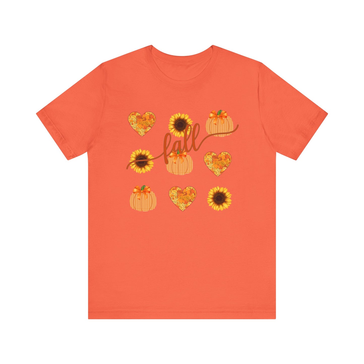 Fall Sweatshirt with Hearts, Sunflowers, and Pumpkins