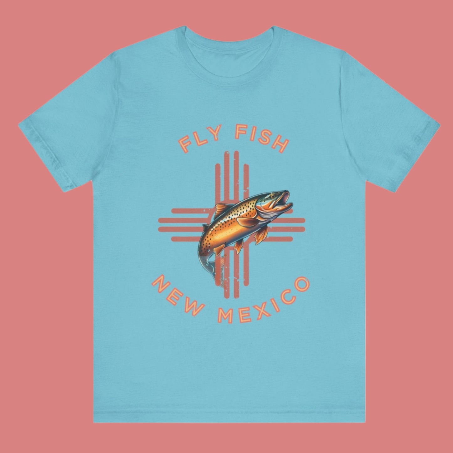 Fly Fishing New Mexico Distressed T - Shirt for Men and Women - Orange Zia -Women's