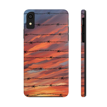 Barbed Wire at Sunset Tough Phone Case for iPhone and Samsung Smartphones