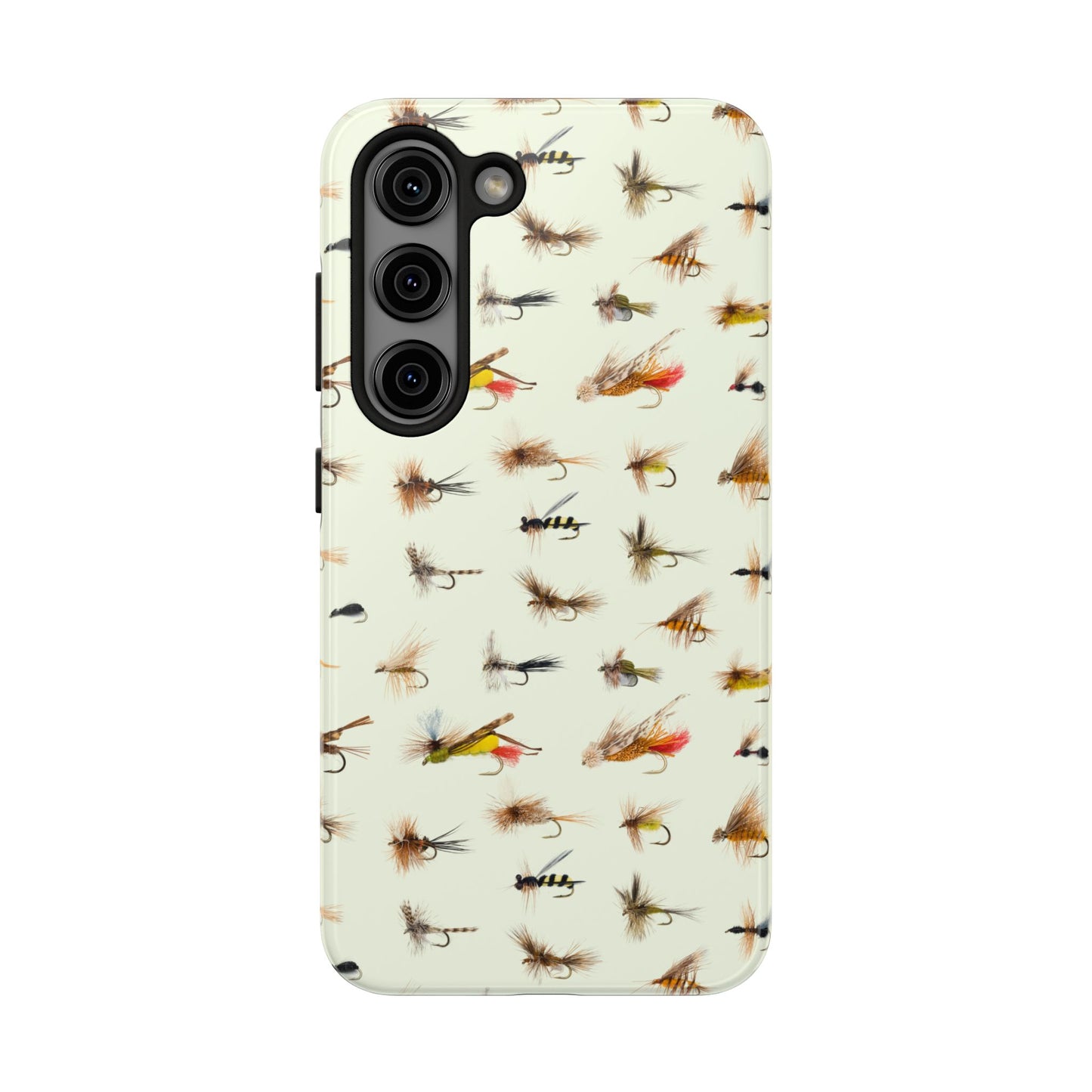 Dry Fly Fishing Lures in Cream  Tough Phone Case for iPhone and Samsung Smartphones