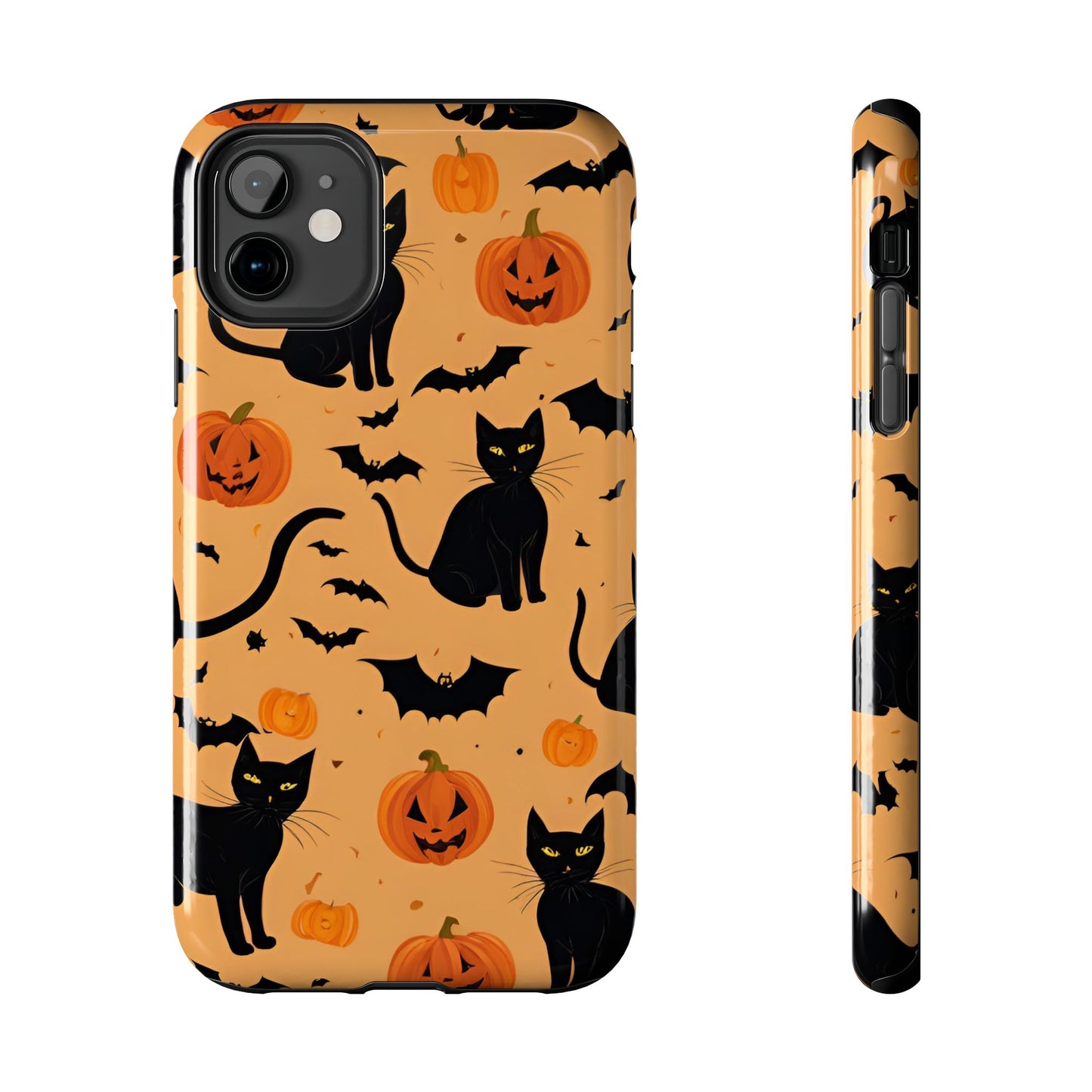 Halloween Black Cats and Pumpkins - Tough Phone Case for iPhones and Samsung Smartphones