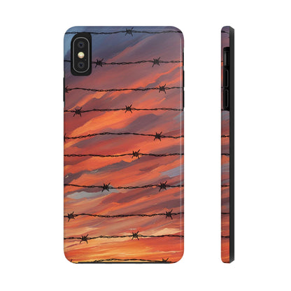 Barbed Wire at Sunset Tough Phone Case for iPhone and Samsung Smartphones