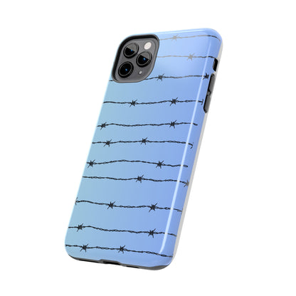 Barbed Wire on Blue - Tough Phone Case for iPhone and Samsung Phone Cases