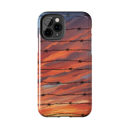 Barbed Wire at Sunset Tough Phone Case for iPhone and Samsung Smartphones