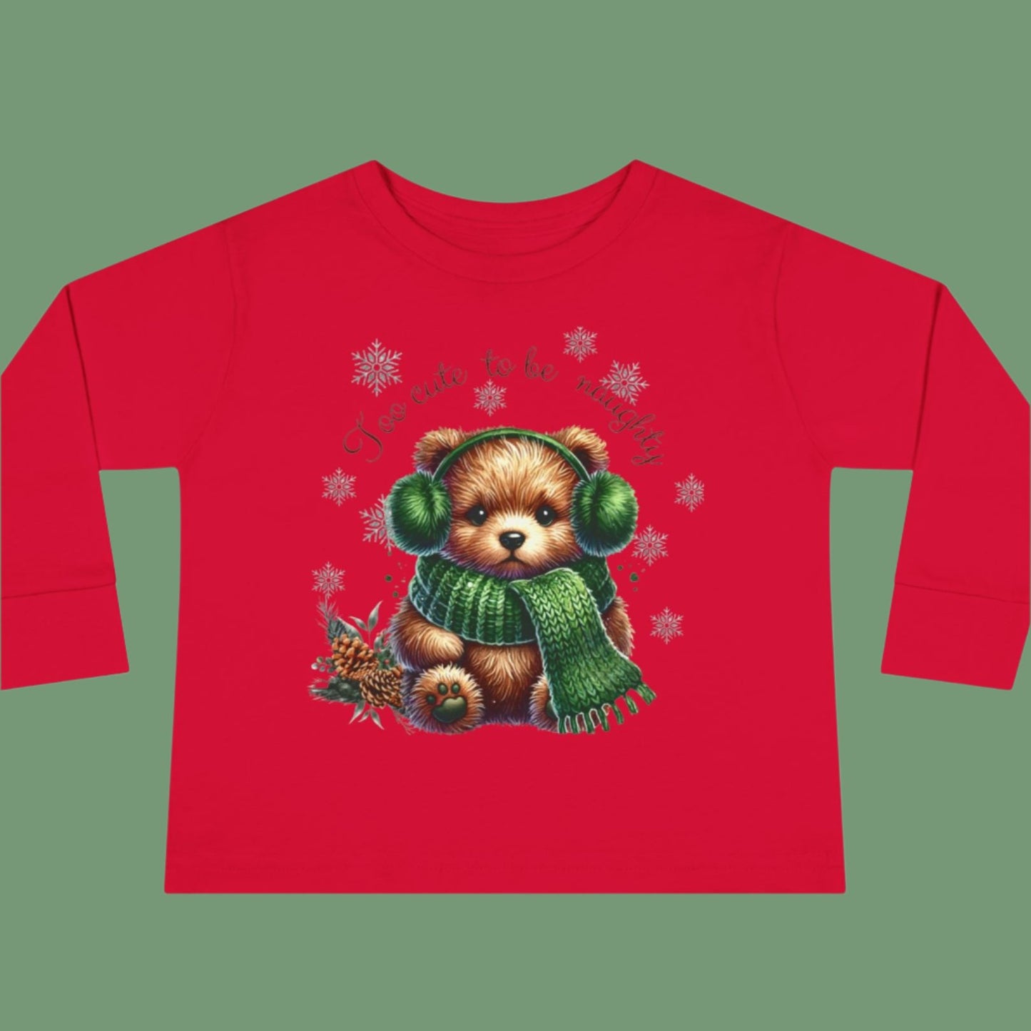 "Too Cute to Be Naughty - Long Sleeve Tee for Toddlers