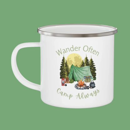 "Wander more, Camp Always" Enamel Camping Mug