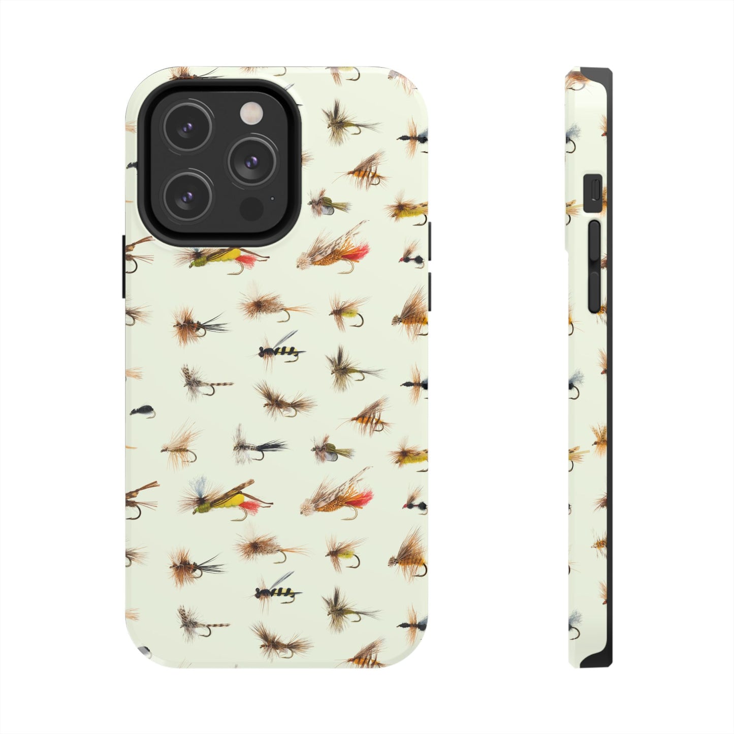 Dry Fly Fishing Lures in Cream  Tough Phone Case for iPhone and Samsung Smartphones