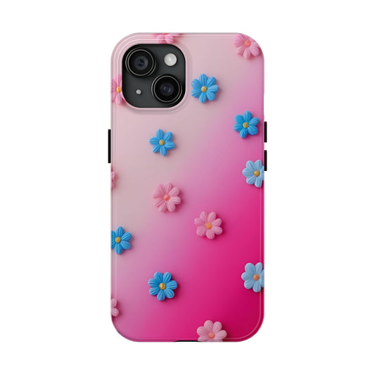 Phone Case - 3D Flowers on Pink Ombre Design