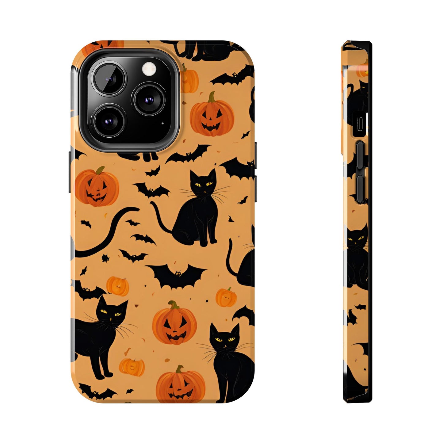 Halloween Black Cats and Pumpkins - Tough Phone Case for iPhones and Samsung Smartphones