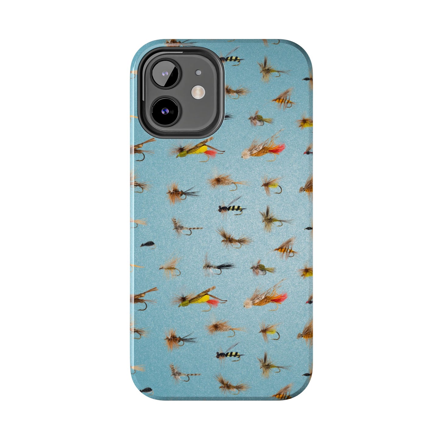 Dry Fly Fishing Lures in Light Blue Tough Phone Case for iPhone and Samsung Smartphones