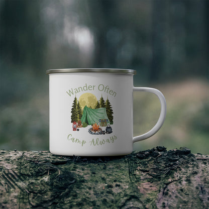 "Wander more, Camp Always" Enamel Camping Mug