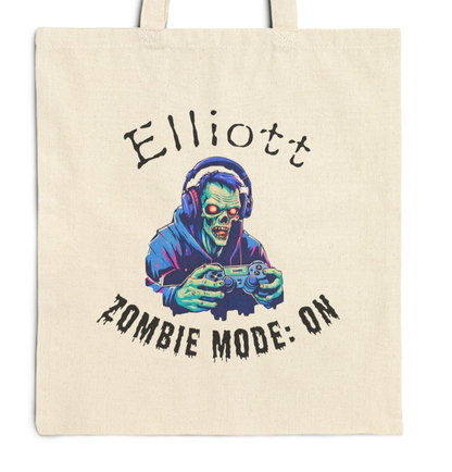 Personalized Gaming Zombie Tote Trick or Treat Bag