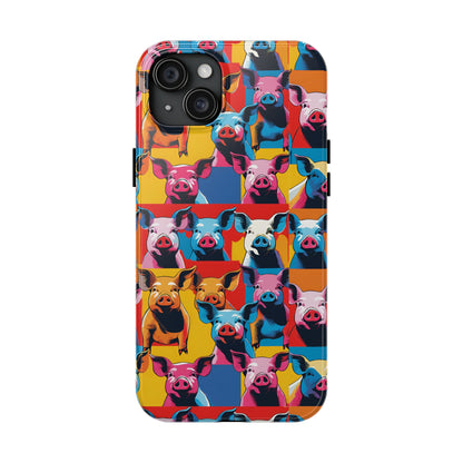 Colorful Pop Art Style Pigs Design - Tough Phone Cases for iPhone and Samsung Smartphones