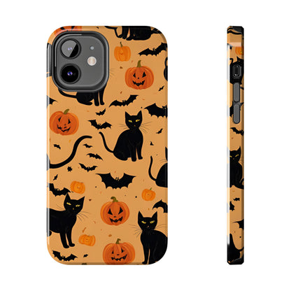 Halloween Black Cats and Pumpkins - Tough Phone Case for iPhones and Samsung Smartphones