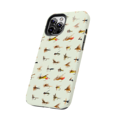 Dry Fly Fishing Lures in Cream  Tough Phone Case for iPhone and Samsung Smartphones