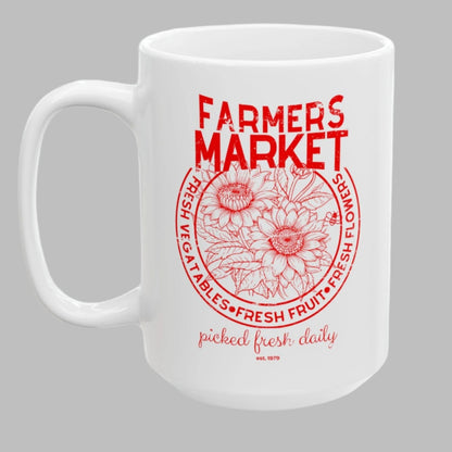 Coffee Tea Mug Farmers Market in Red Distressed Design - Series