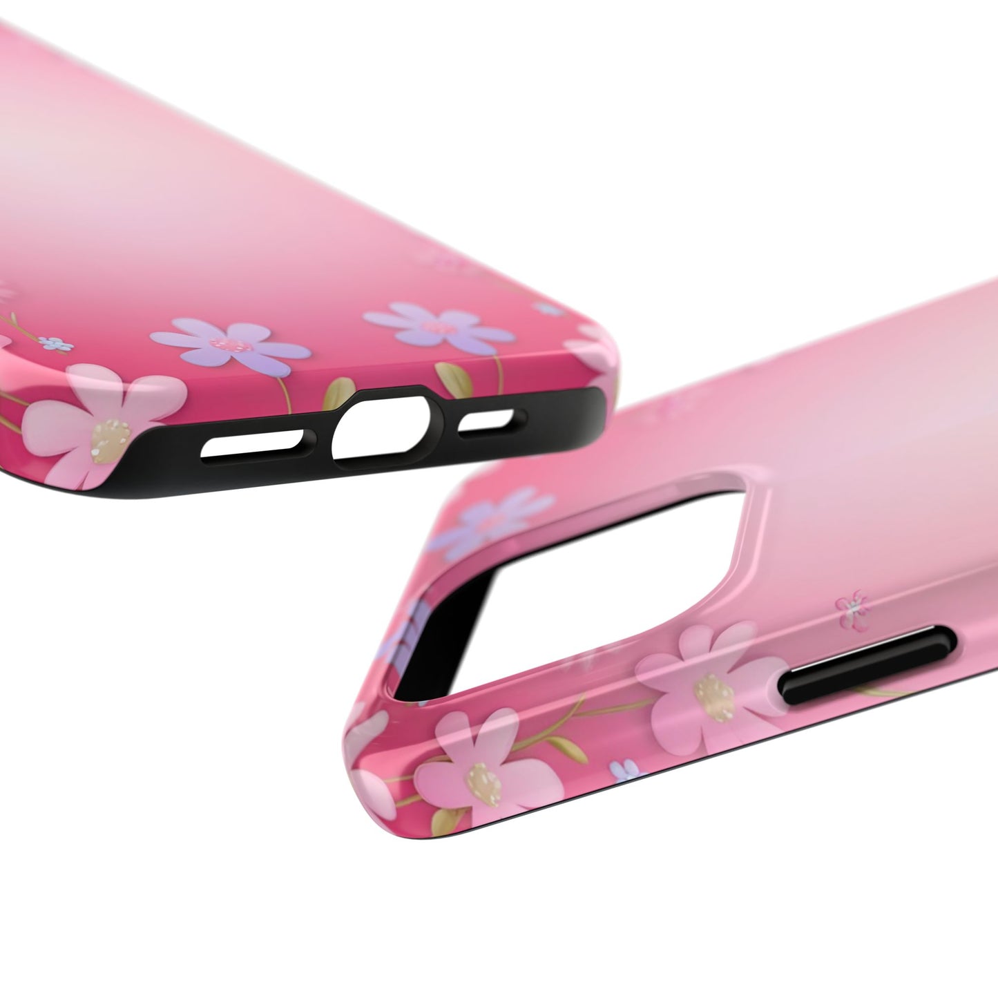 Phone Case - Flowers on Pink Ombre Design
