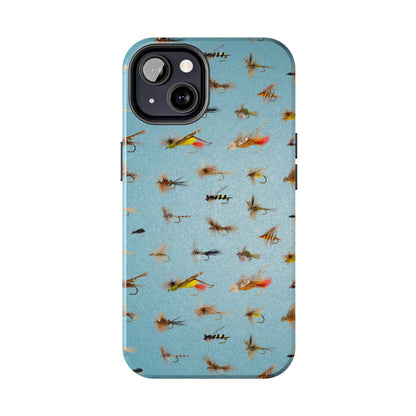 Dry Fly Fishing Lures in Light Blue Tough Phone Case for iPhone and Samsung Smartphones