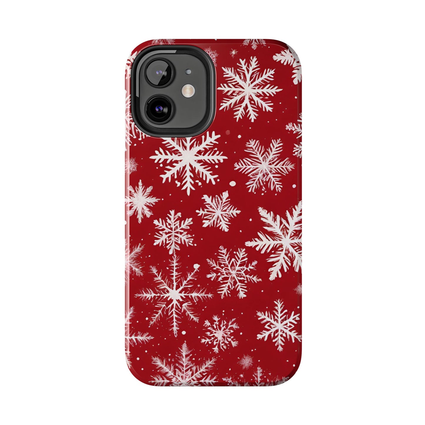 Snowflakes on Red - Tough Phone Case for iPhone and Samsung Phone Cases