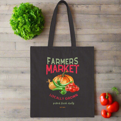 Farmers Market Distressed Design Tote Bag Front and Back Design